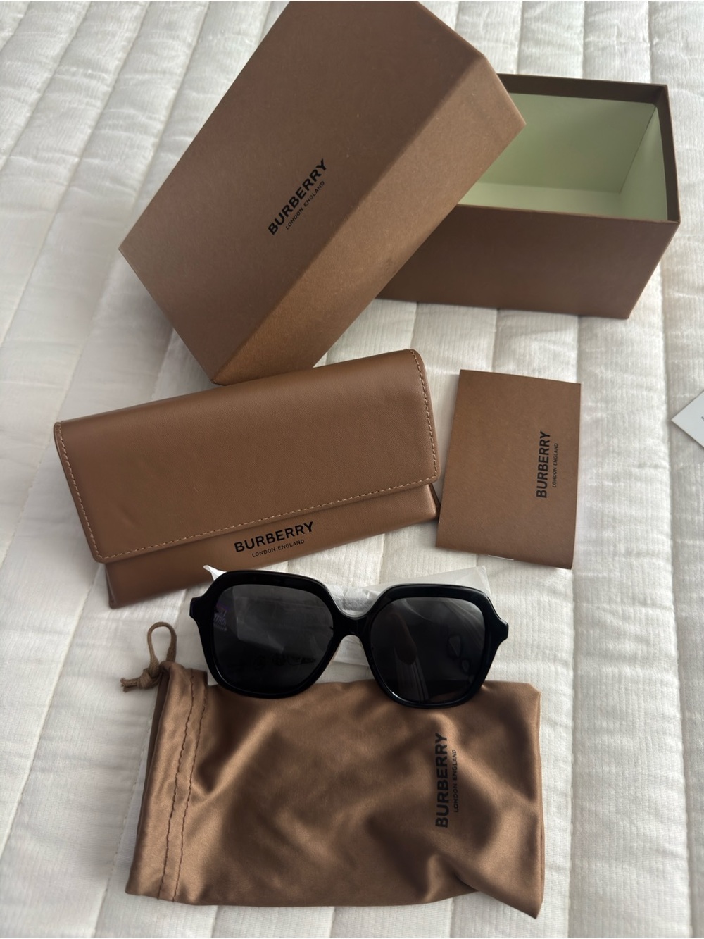 Original Burberry Black Frame Sunglasses with Brown Accessories